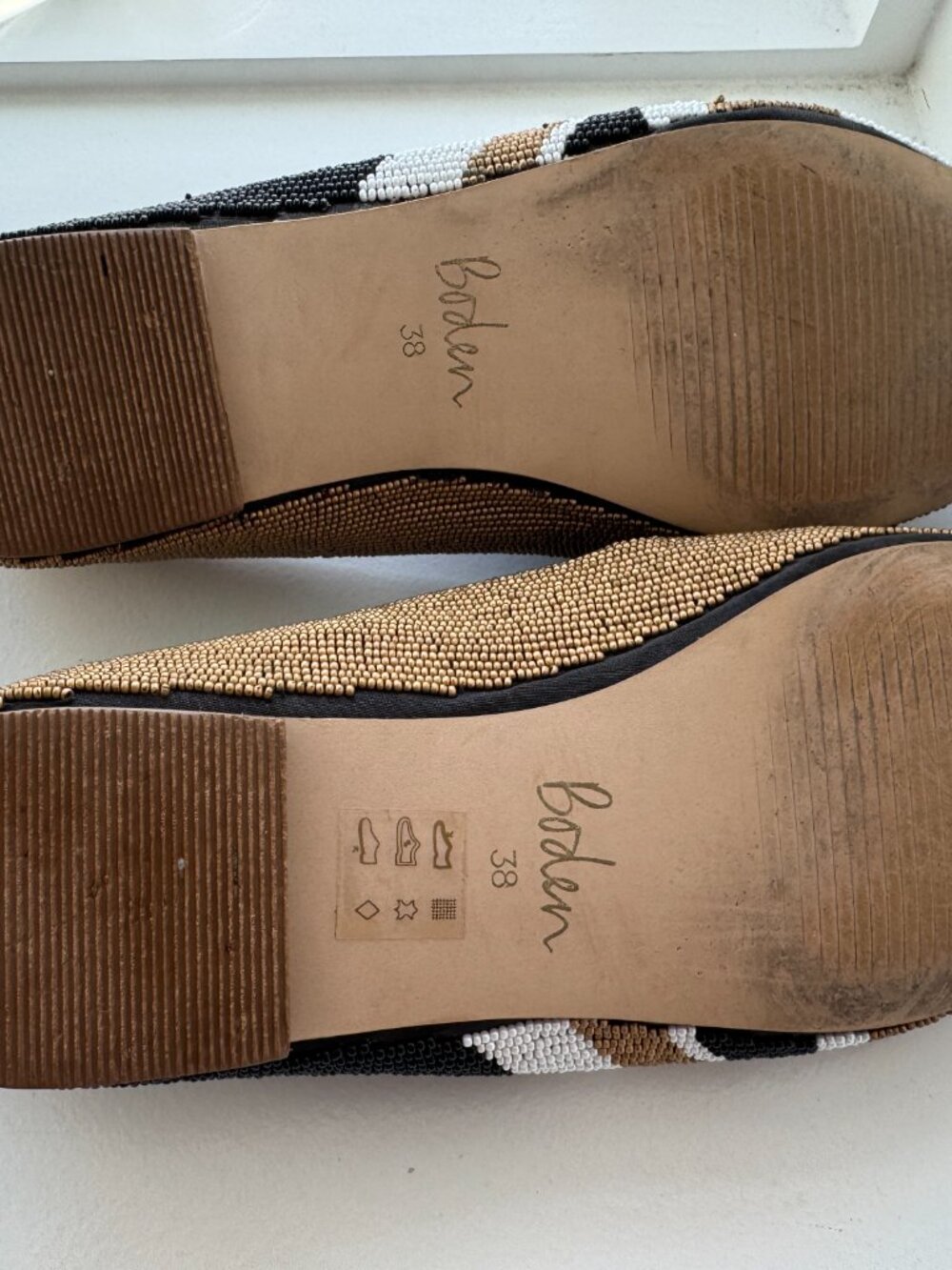 Boden Evelina Beaded Tassel Loafers Black Tan EU 38 - Picture 11 of 12